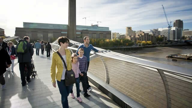 tourists walking around a city